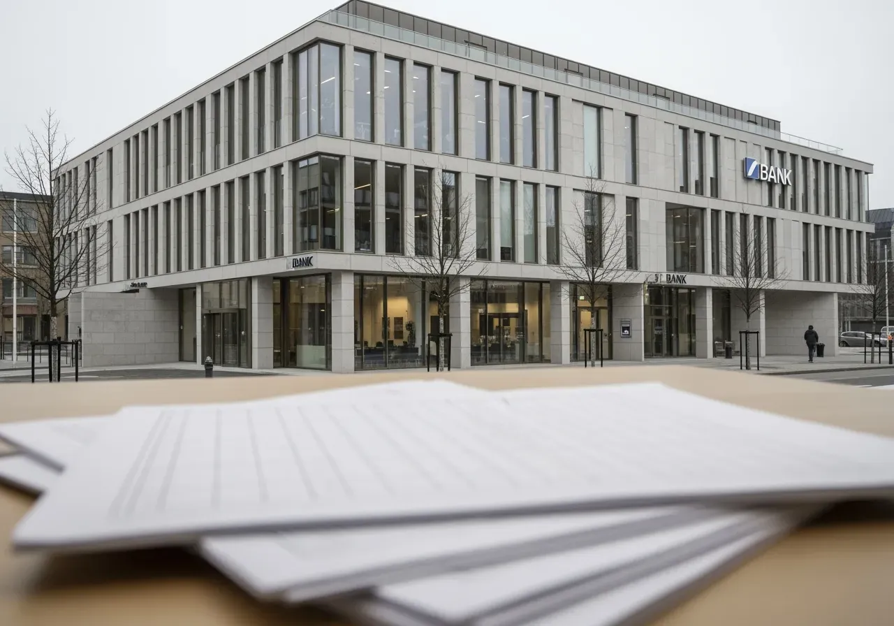Bankbyggnad och kalkylpapper