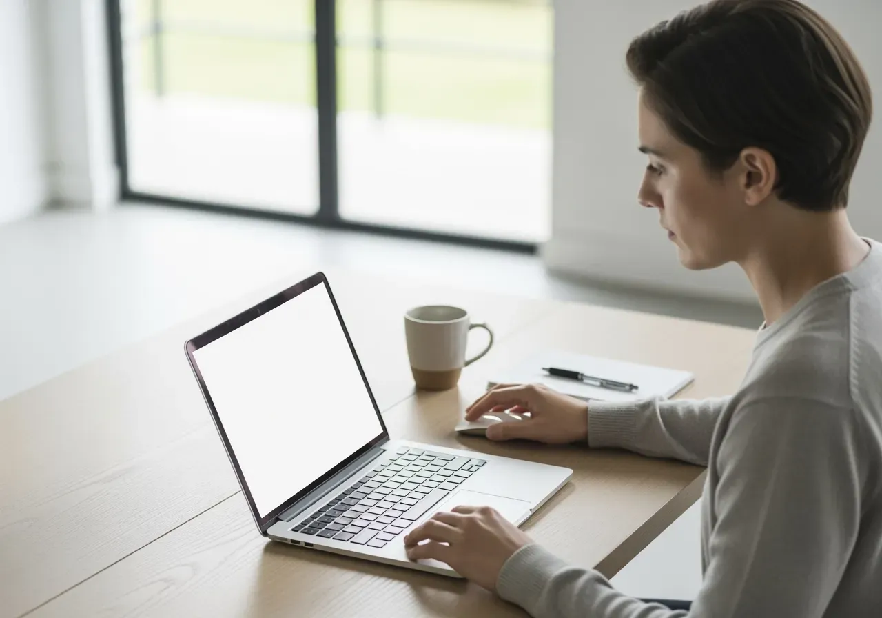 Person som fyller i låneansökan online