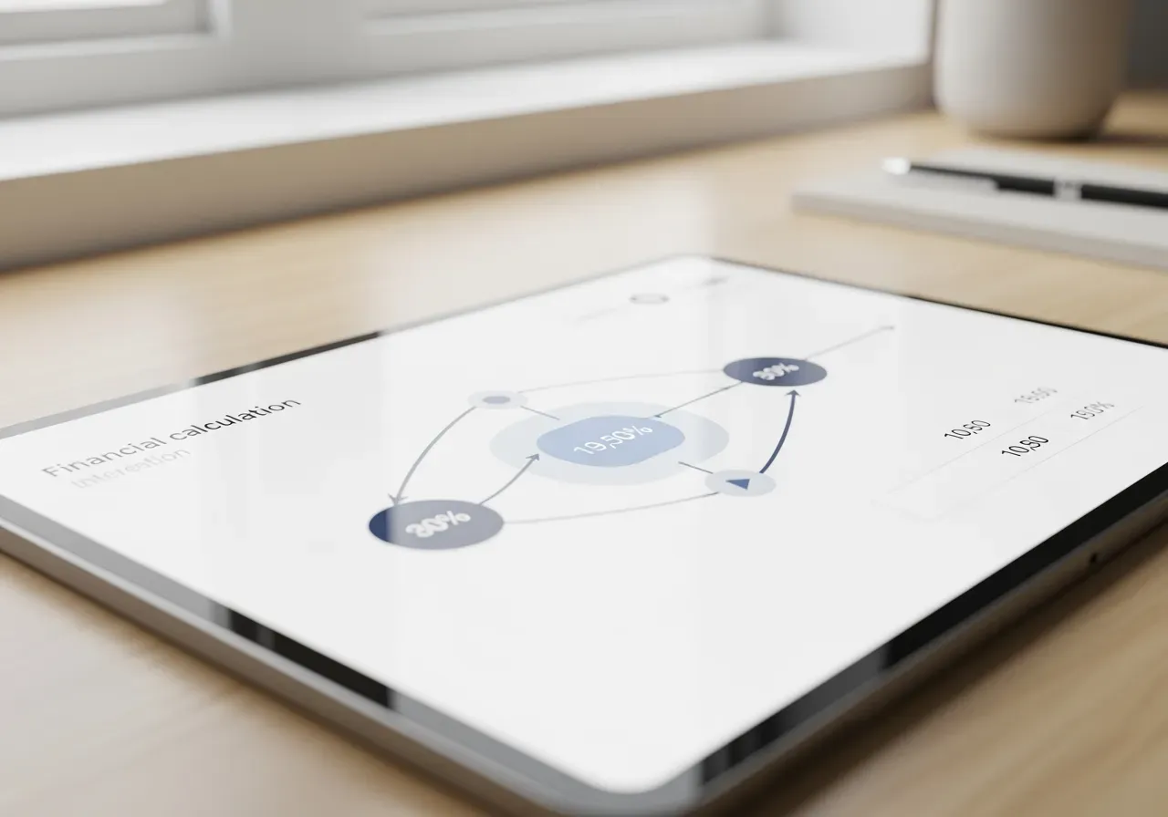Närbild av kalkyl och räntediagram